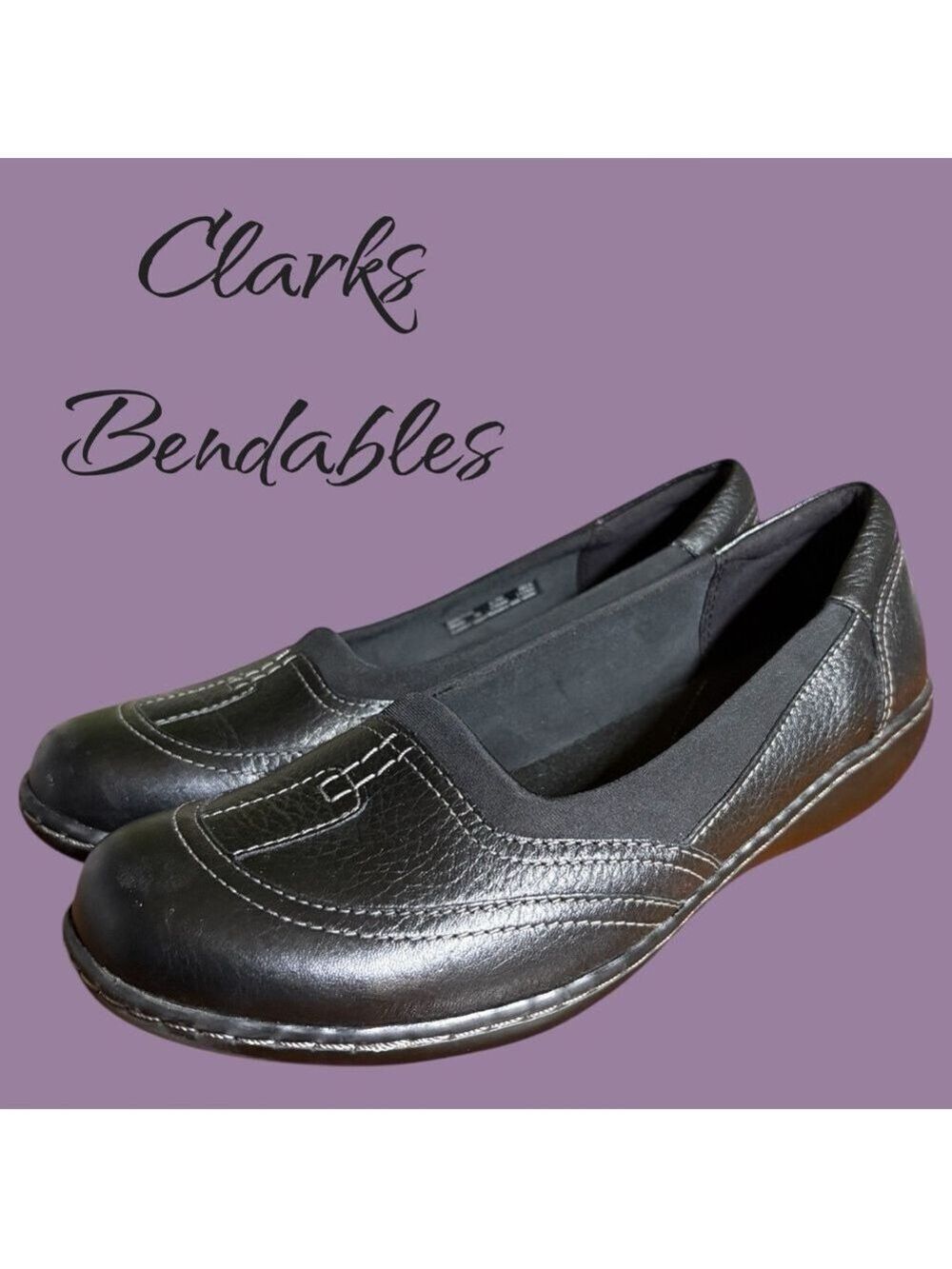 Clarks Bendables Women's Black Leather Loafers. Size 8.5 Like new preowned!!!
